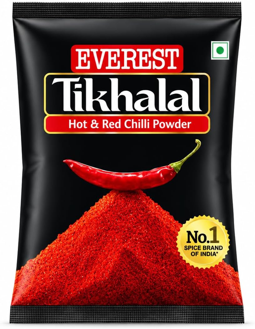 Everest Tikhalal Chilli Powder -200gm | Extra Hot Red Chilli Powder with Strong Pungency, Rich Aroma & Vibrant Deep Red Colour | Premium Indian Spice for Everyday Cooking