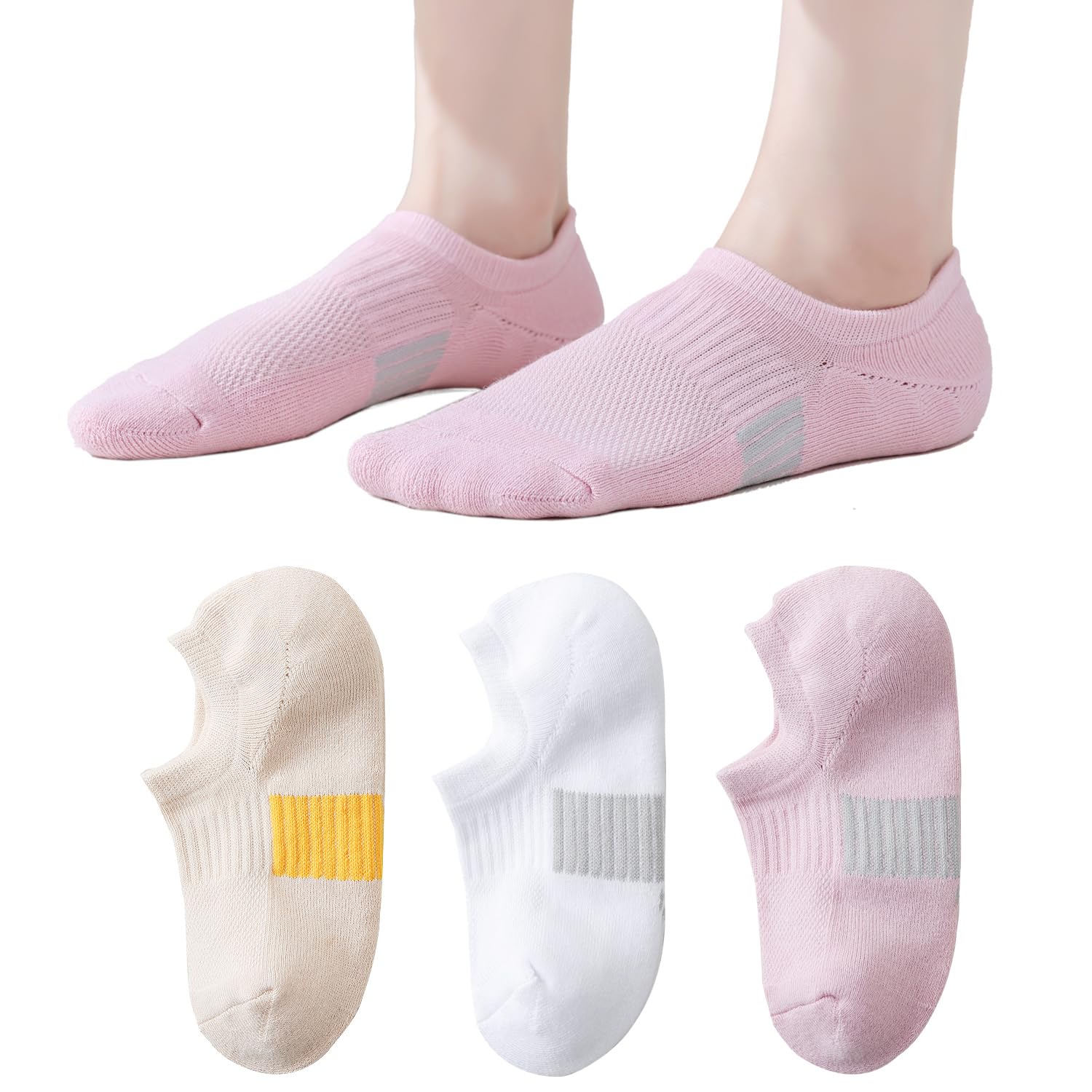 EPEIUS Thick No Show Socks for Women Athletic Ankle Socks Cushioned Running Low Cut Non Slip Footies 3/6 Pairs