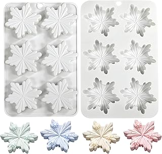 Snowflake Silicone Molds, 2 PCS Snowflake Soap Molds 12 - Cavities Snowflakes Chocolate Molds Snowflake Ice Cube Molds for DIY Christmas Chocolates, Candy,Muffins,Candle, Cake Decoration