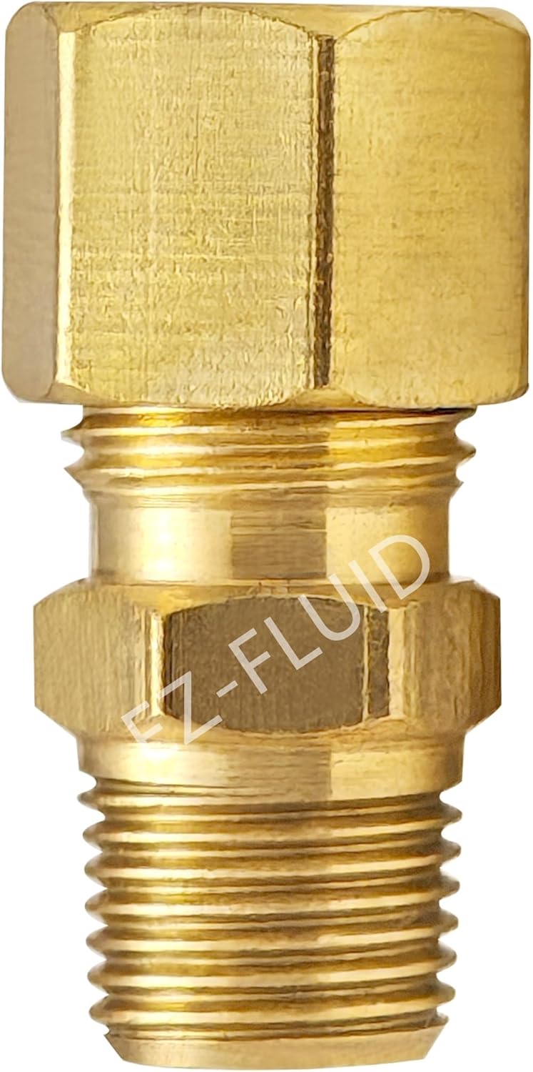 (1) EZ-Fluid 5/8インチコンプ&times;3/8インチMIPオスアダプター削減ユニオンカップリング継手コネクタ、圧縮&times;NPT、L