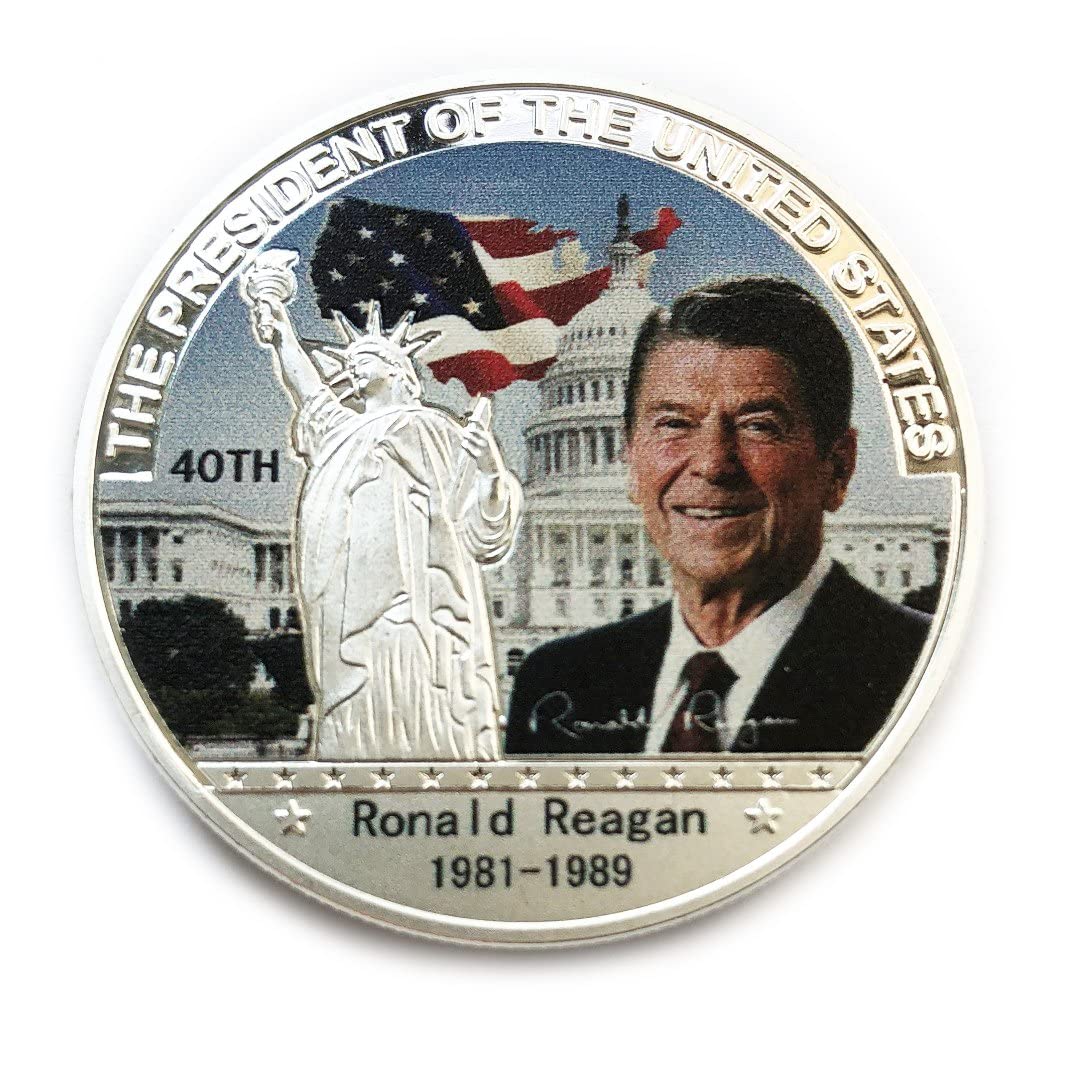 2 Piecces 40th President Ronald Reagan Commemorative Coin Challenge Coins Novelty Token Political Gift