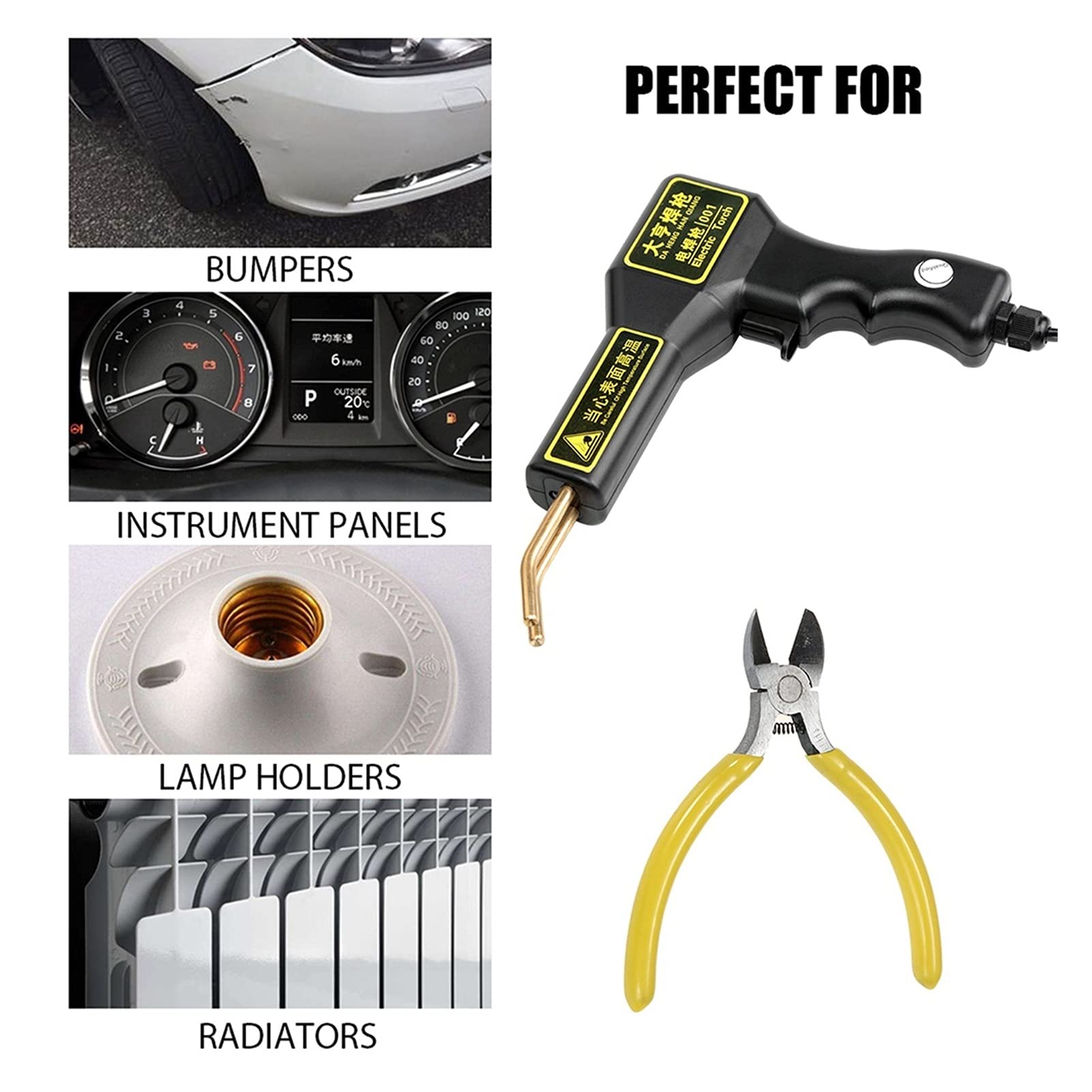 Kit Saldatore in plastica per Riparazione Cucitrice a Caldo Saldatrice in plastica Kit di Riparazione paraurti per Auto Riparazione saldatrice Riparazione Pistola saldatrice (Colore : Nero) (Nero)