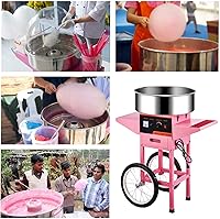 Vista 2 de Máquina comercial de algodón de azúcar con carrito, máquina eléctrica de algodón de azúcar - 110 V para el recuerdo perfecto de fiesta para Rosa