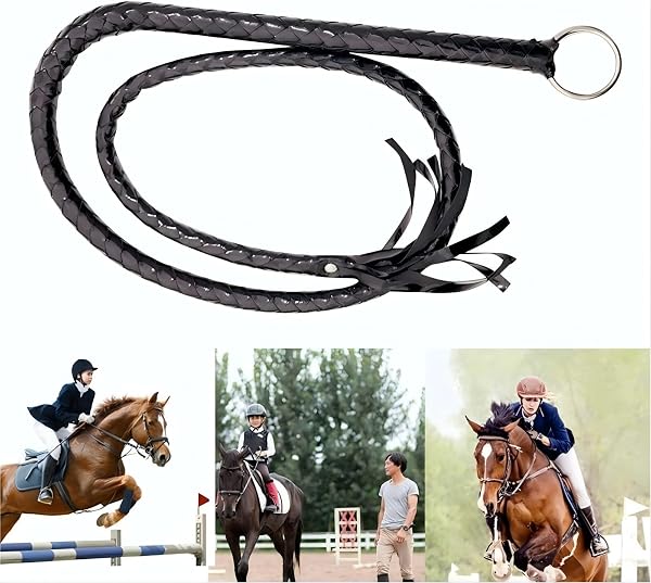 乗馬鞭 レザー鞭 馬具 乗馬用 乗馬用品 ムチ 柔らかくて丈夫 長さの柔らかくて強い屋外の鞭、編組馬鞭 - 5