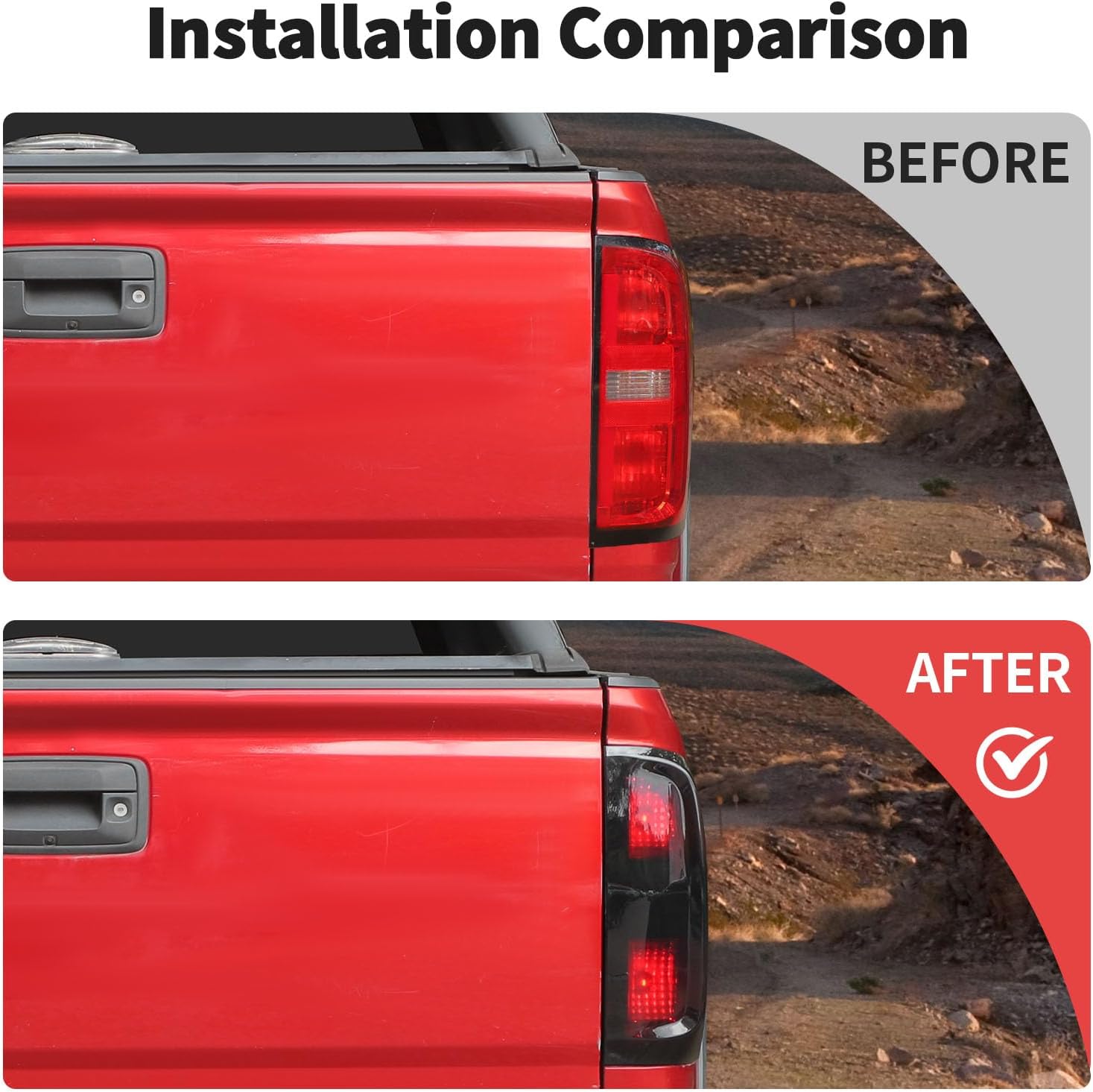 JWWY Smoked Taillight Rear Light Lamp Decor Tinted Darkened Taillight Cover Trim Fit for 2014-2022 Chevrolet Chevy Colorado Exterior Accessories 2PCS Blackened(Smoked)