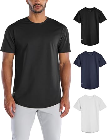 BYLT Signature Drop-Cut T-Shirts 3-Pack Black, Navy & White, L