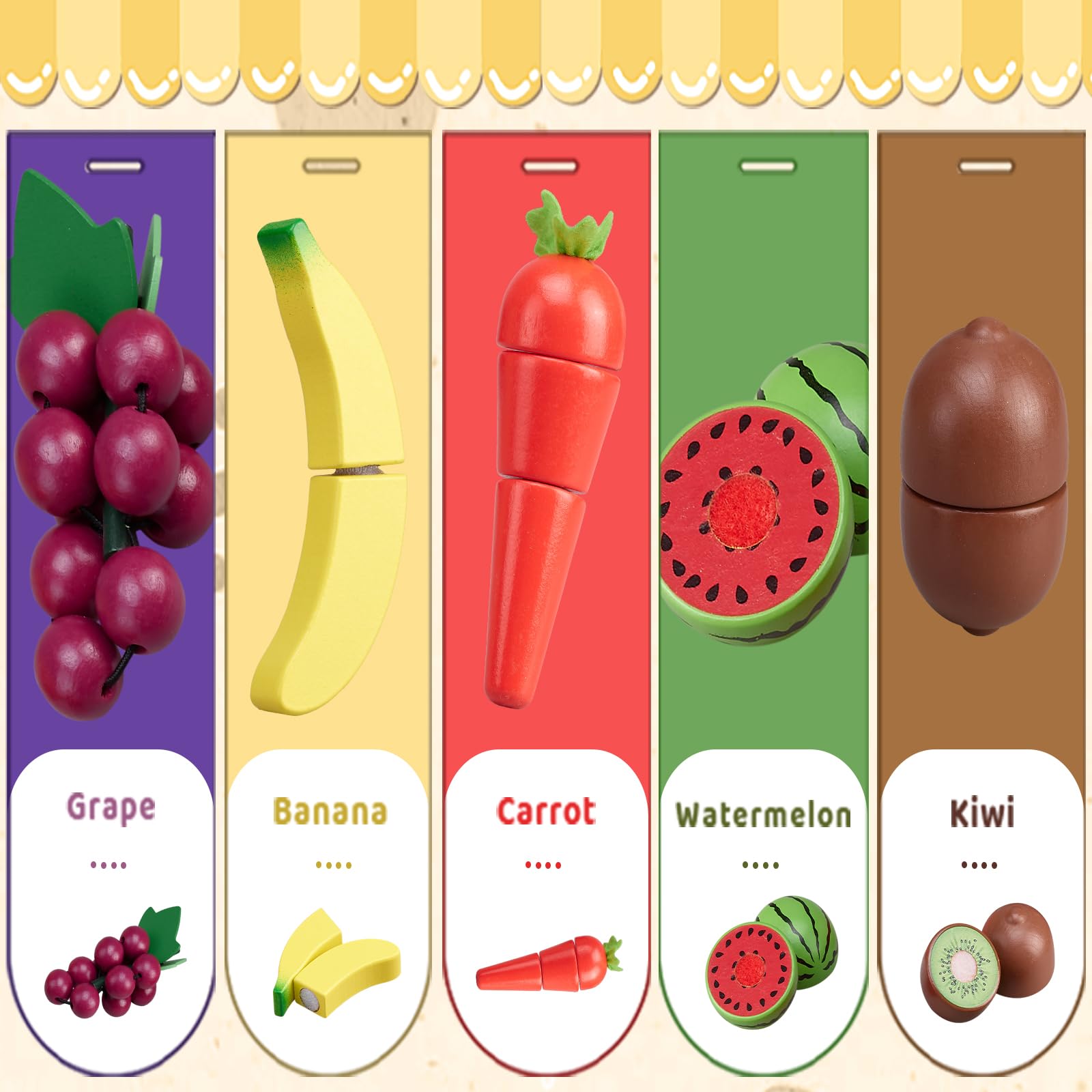 Holzfutter für Jungen und Mädchen, zum Schneiden von Obst, Spielzeug für Kleinkinder, Gemüse Geschenk für Jungen und Mädchen