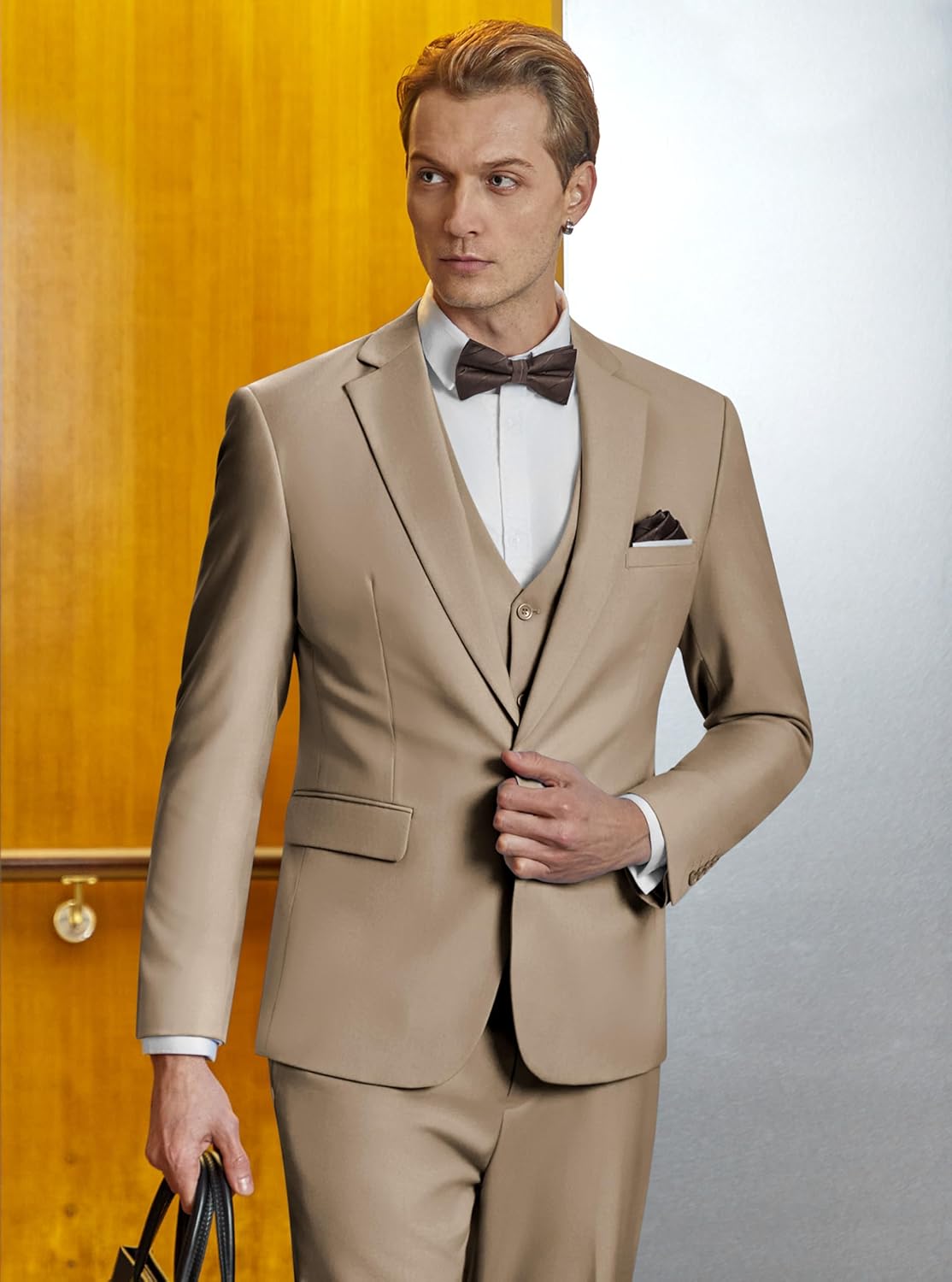 WULFUL Men’s Slim Fit Suit One Button 3-Piece Blazer Dress Business Wedding... - Picture 80 of 257