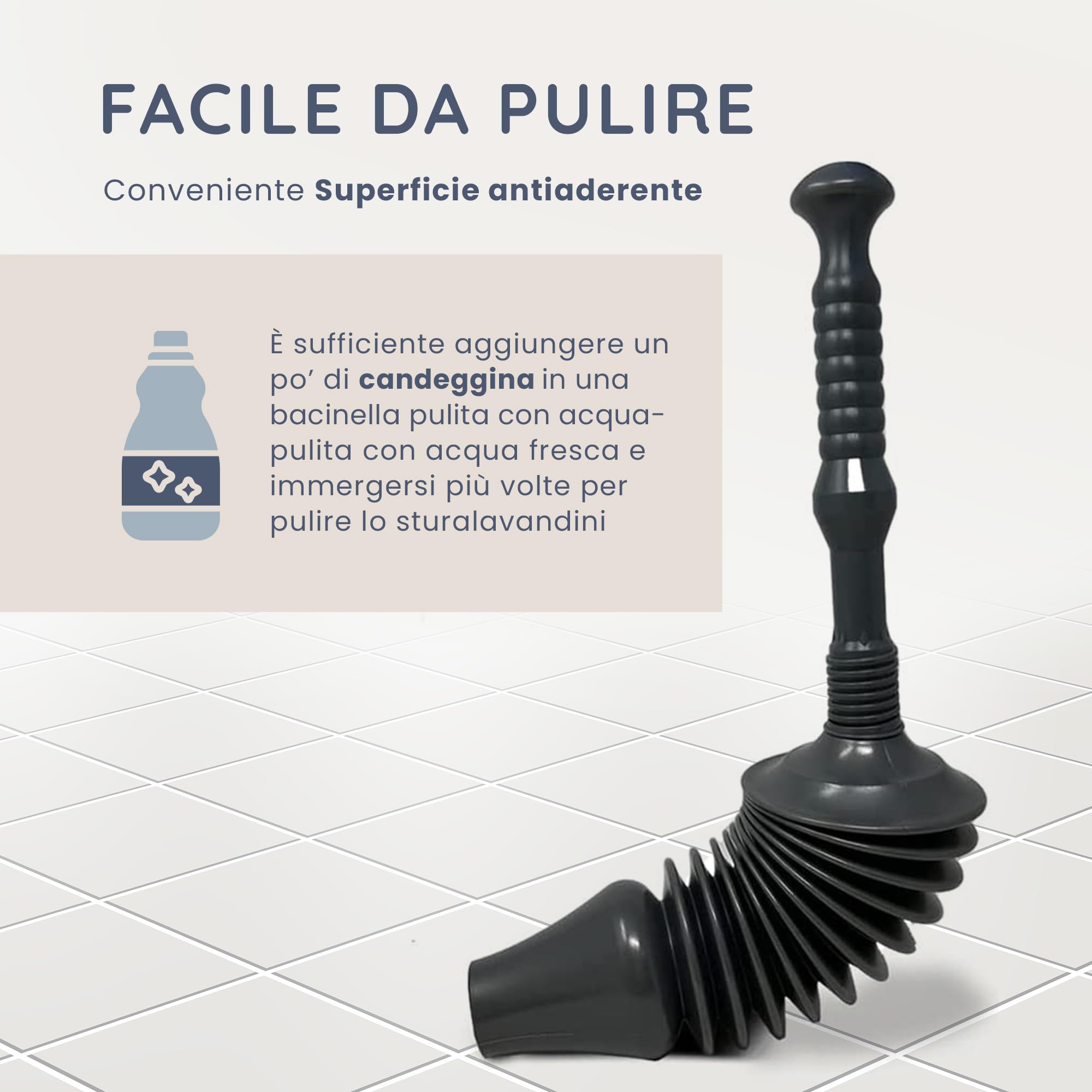 CUQOO Pulitore flessibile e resistente per WC con testa, senza sforzo e potente, per bagno, cucina, lavandini, vasche da bagno e docce, in stile commerciale (piccolo)
