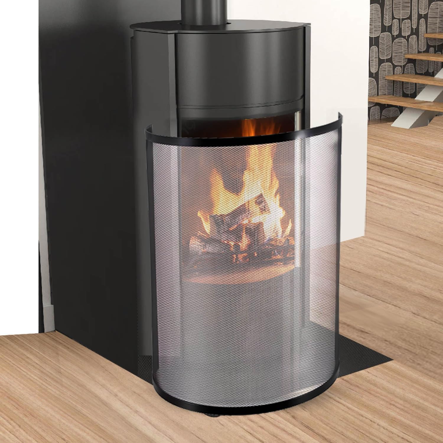 Grille de Protection Pare-feu pour Cheminée en Fer Forgé Noir 80 x 58 cm