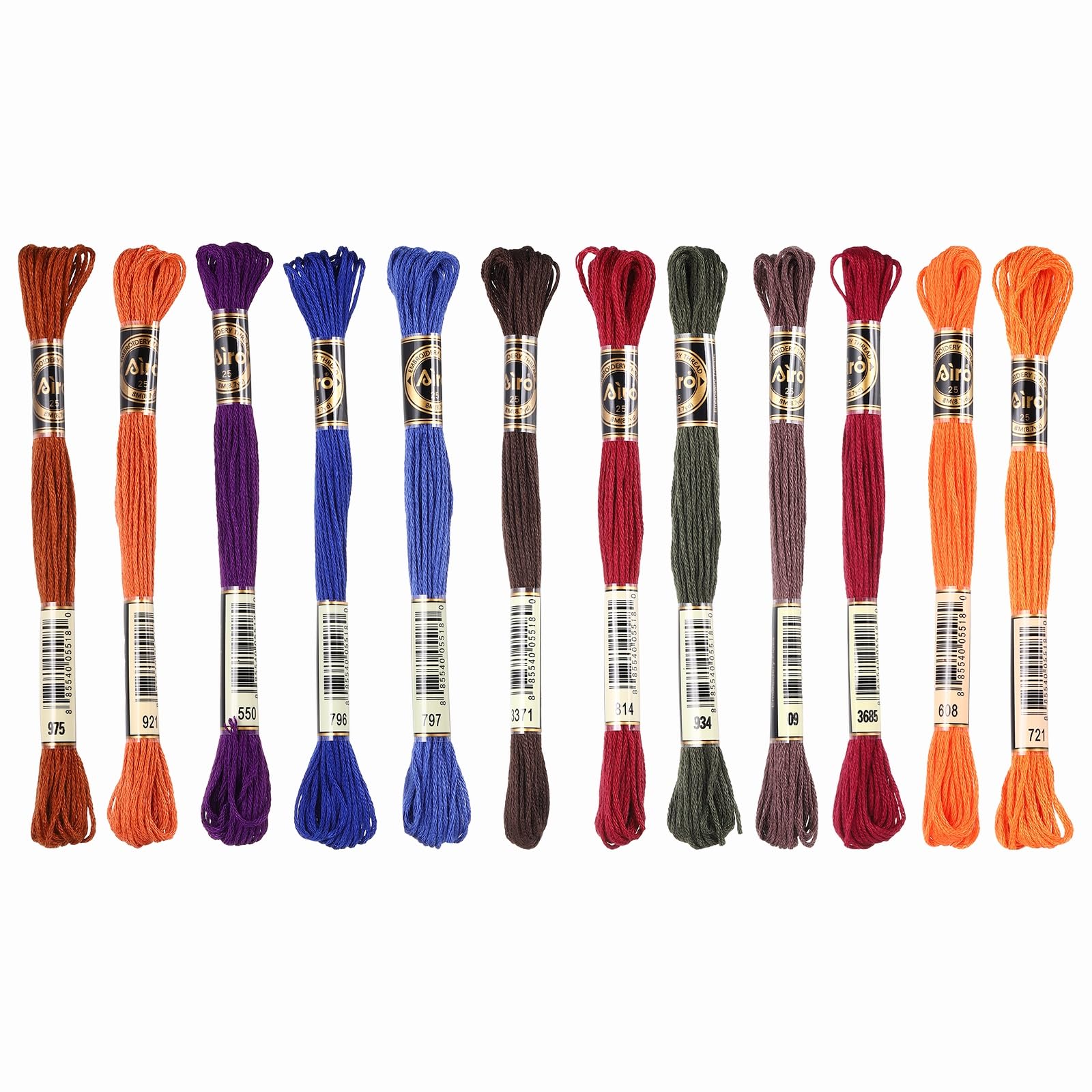 PATIKIL 12 Skeins Embroidery Floss Polyester Embroidery Threads Bracelets String for Cross-Stitch Hand Embroidery, Dark Mixed Colors