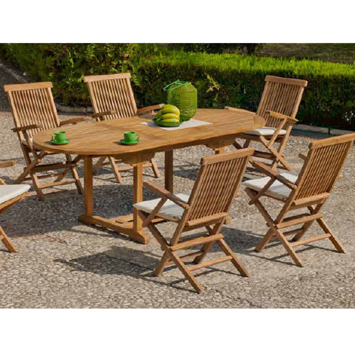 Juego de 2 Sillas de Jardín, Silla al Aire Libre, Asientos al Aire Libre de Madera Color Natural - Longitud 42 x Profundidad 61 x Altura 89 cm