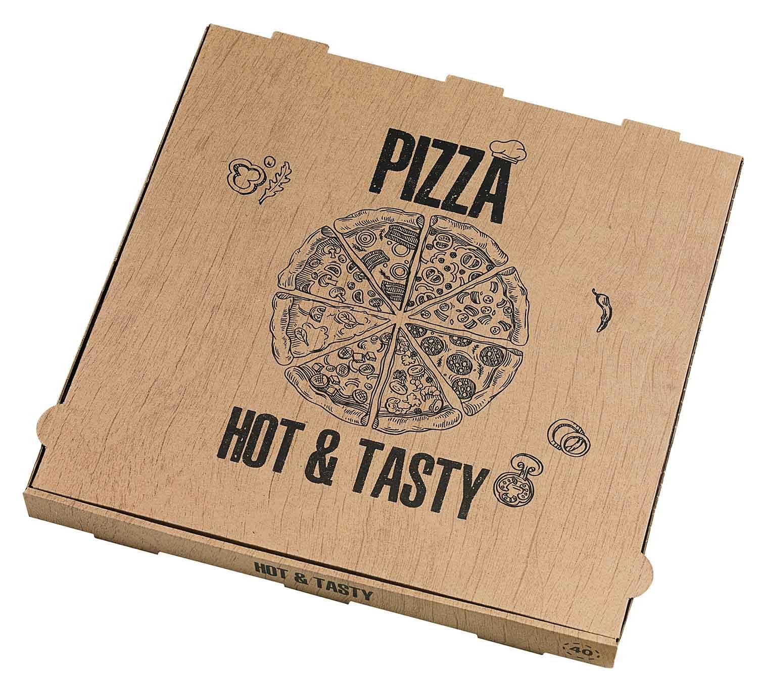 PacknWood - 100 Caja Rectangular Marrón Cartón | 40,0x40,0 cm | Hostelería Catering, Desechable, Ecológico, Pizzería, Delivery Take Away