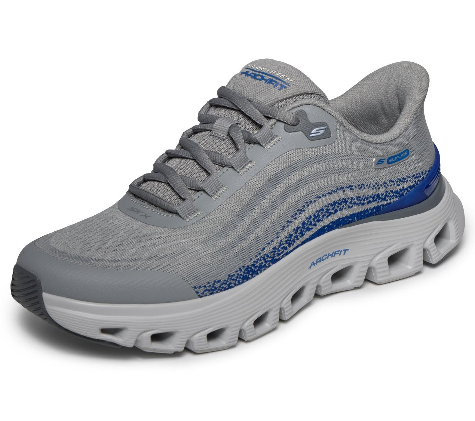 Skechers Men's Arch Fit Glide-Step Wave Zanaro Trainers, Grey, 10.5 UK