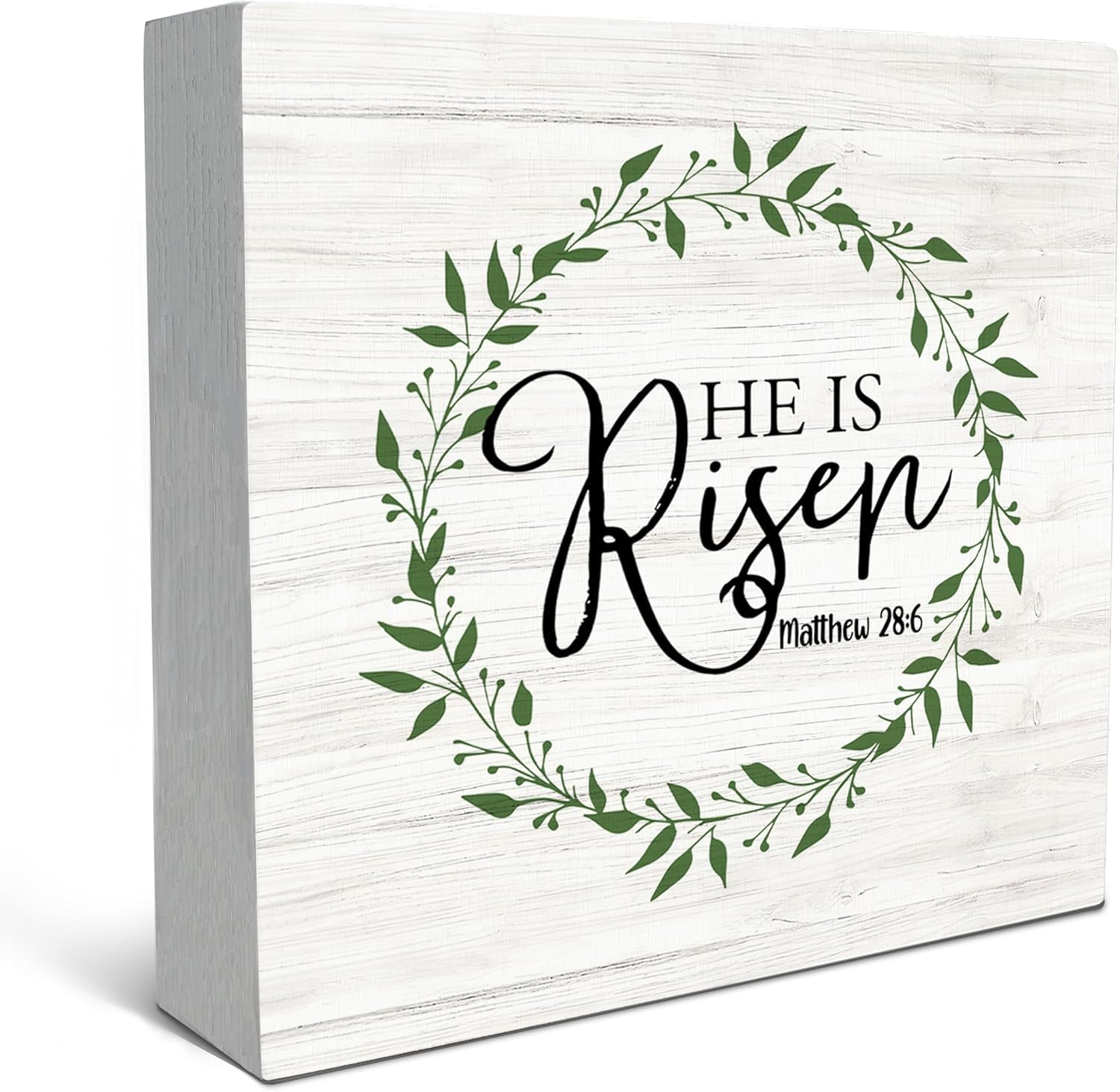 He Is Risen 5x5 Inch Wooden Box Sign Rustic Farmhouse Easter Decor