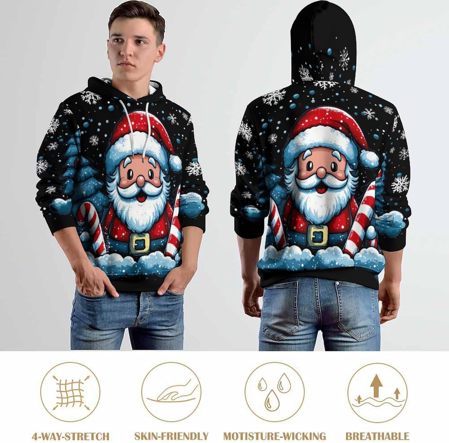 Men's Santa Claus Hoodie Christmas Themed Fashion Pullover Sweatshirt - Image 6