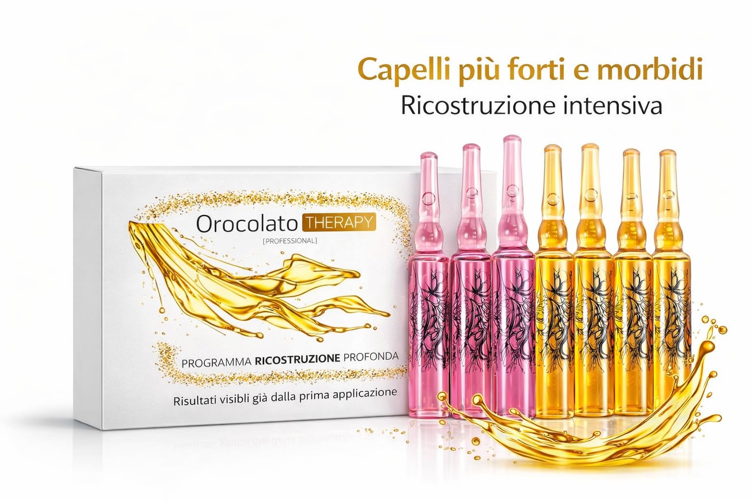 Fiale Ristrutturanti Capelli Professionali – Capelli Visibilmente Più Forti e Morbidi già dalla Prima Applicazione – Trattamento Intensivo Riparatore per Capelli Secchi e Danneggiati – 10×12 ml