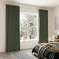 Vista 53 de SHINELAND Cortinas opacas de 102 pulgadas para sala de estar, cortinas opacas con pestaña trasera de 102 pulgadas de largo para dormitorio