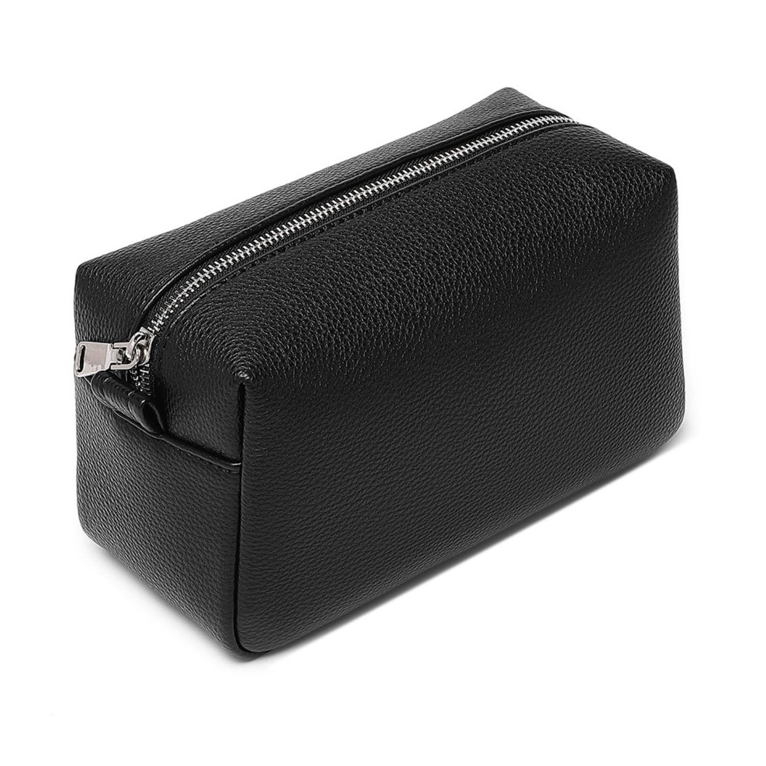 YONBEN PU leather Organizer Bag Lightweight Cosmetic Bag with Ring Clasp Perfect Travel Makeup Bag for Women (Black/PU)