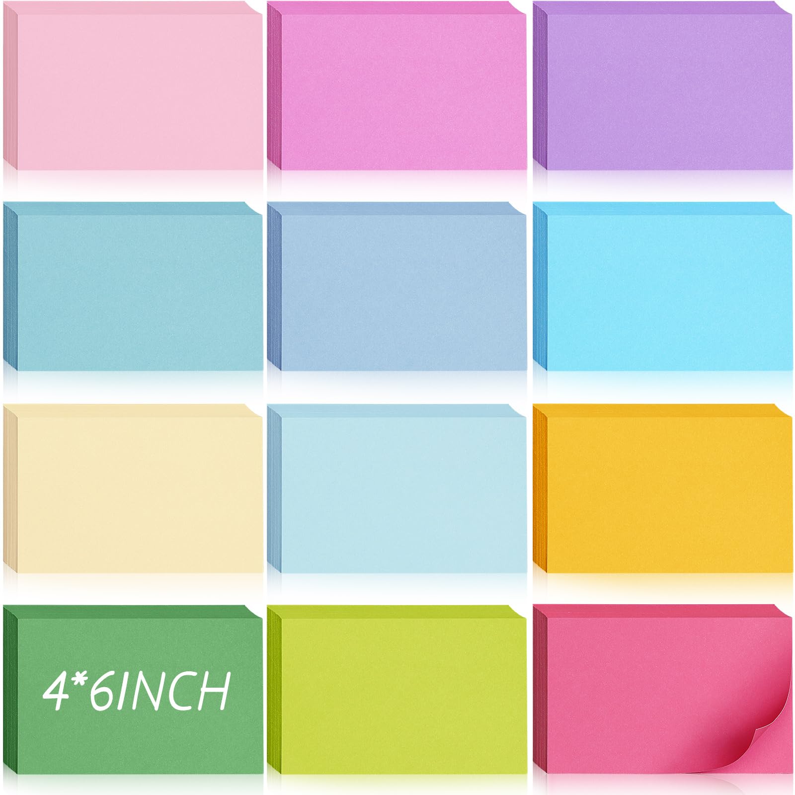 Ctosree 1440 Pcs Colored Index Card Blank Index Note Cards Colored Notecards Flash Cards Blank Colorful Study Notecards Flashcards Memo Scratch Pad for Office School Supplies (4 x 6 Inch, Fresh Color)