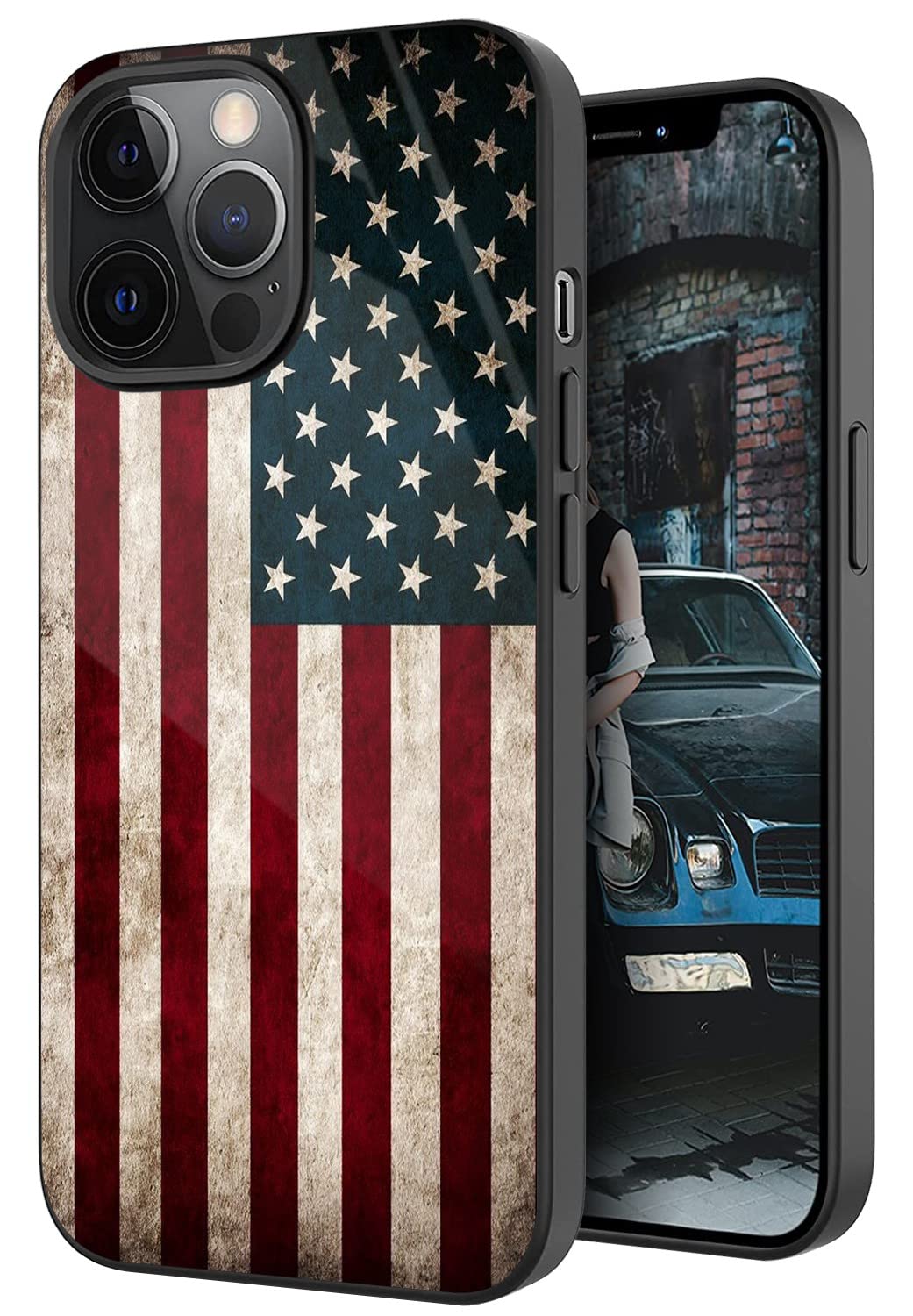 Compatible with iPhone 13 Pro Max case,Flag Marble Design for Men Boys,Tire Texture Non-Slip +Shockproof Rugged TPU Protective Case for iPhone 13 Pro Max(6.7inch) Flag