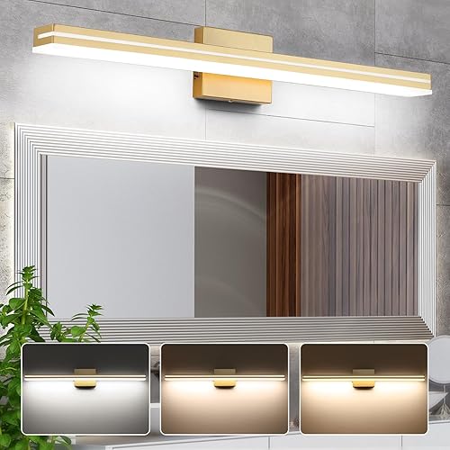 SineRise Lámparas LED modernas para tocador de baño (32 pulgadas, 3000 K4000 K6000 K, regulables), accesorios de iluminación de pared de acrílico
