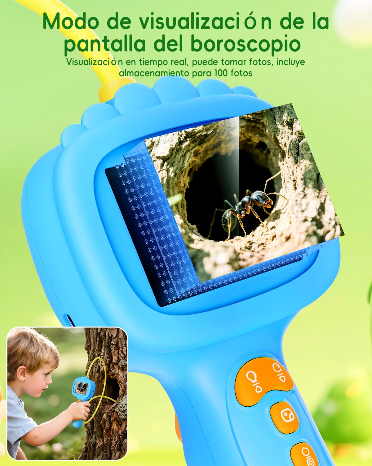 Cámara endoscópica para niños, cámara Ashfly 1080P, Stem Juguete para Exterior jardín Camping Naturaleza Descubrir, Regalo de cumpleaños para 4, 5, 6, 7, 8, 9, 10 años, niños y niñas (Azul)