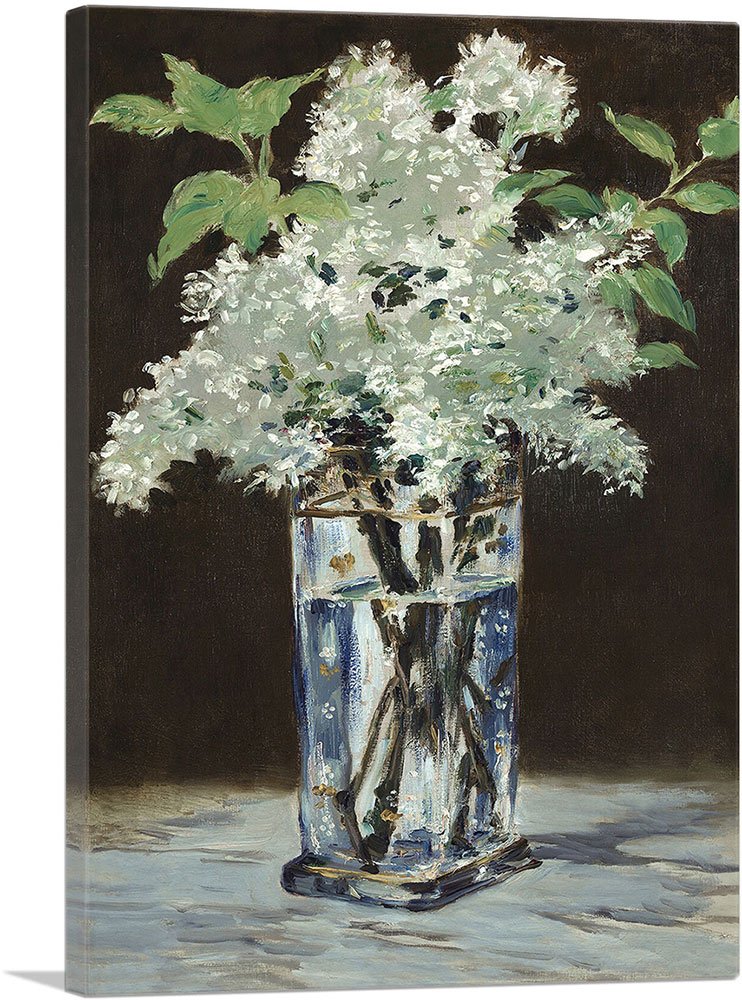 Amazon.com: ARTCANVAS White Lilacs in a Crystal Vase 1883 Canvas