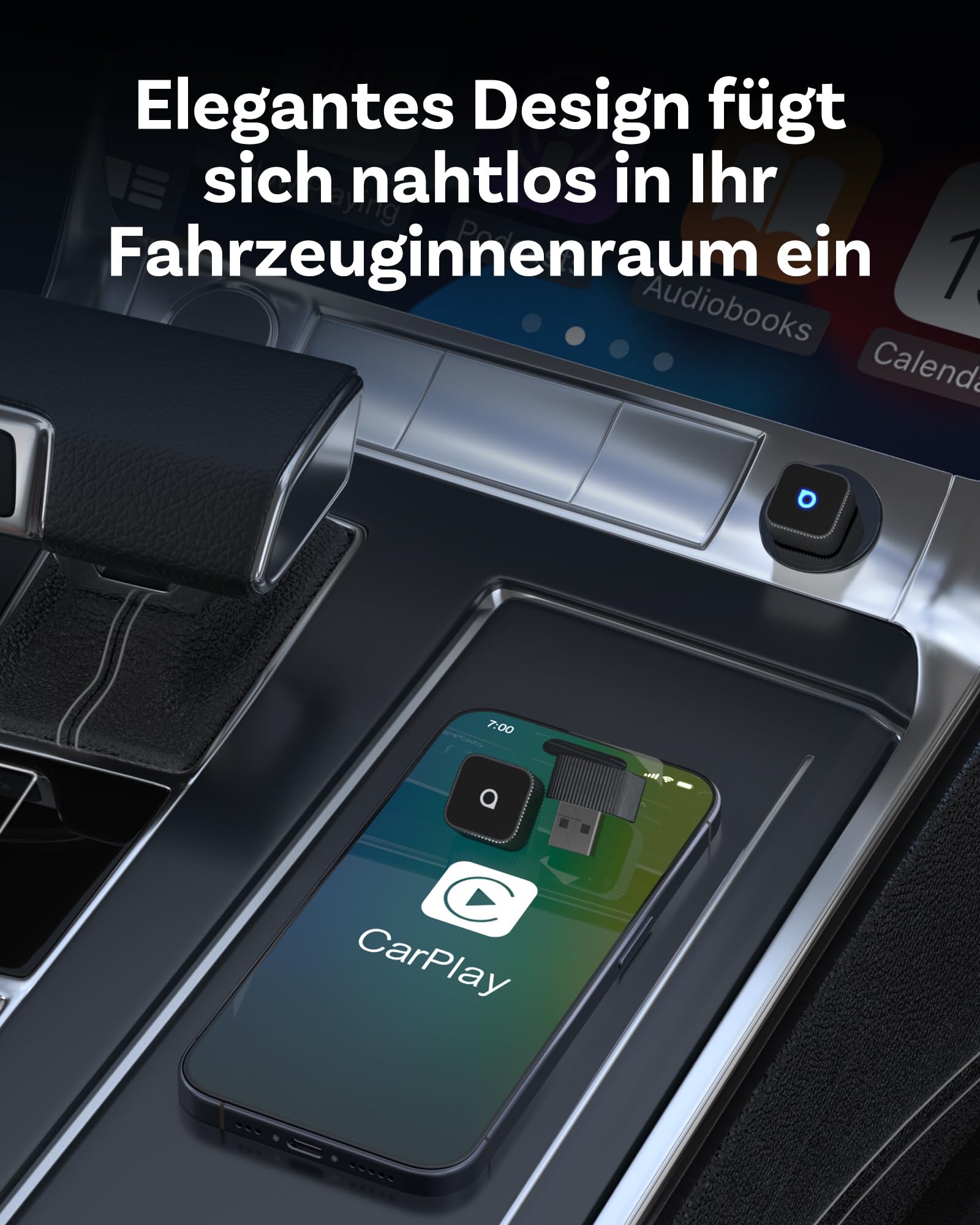 OTTOCAST MINI 3.0 Slim 2026 Upgrade Wireless CarPlay Adapter, 2-in-1 für iPhone & Android Auto, Wandelt kabelgebundenes CarPlay und Android Auto in Wireless um, Schwarz