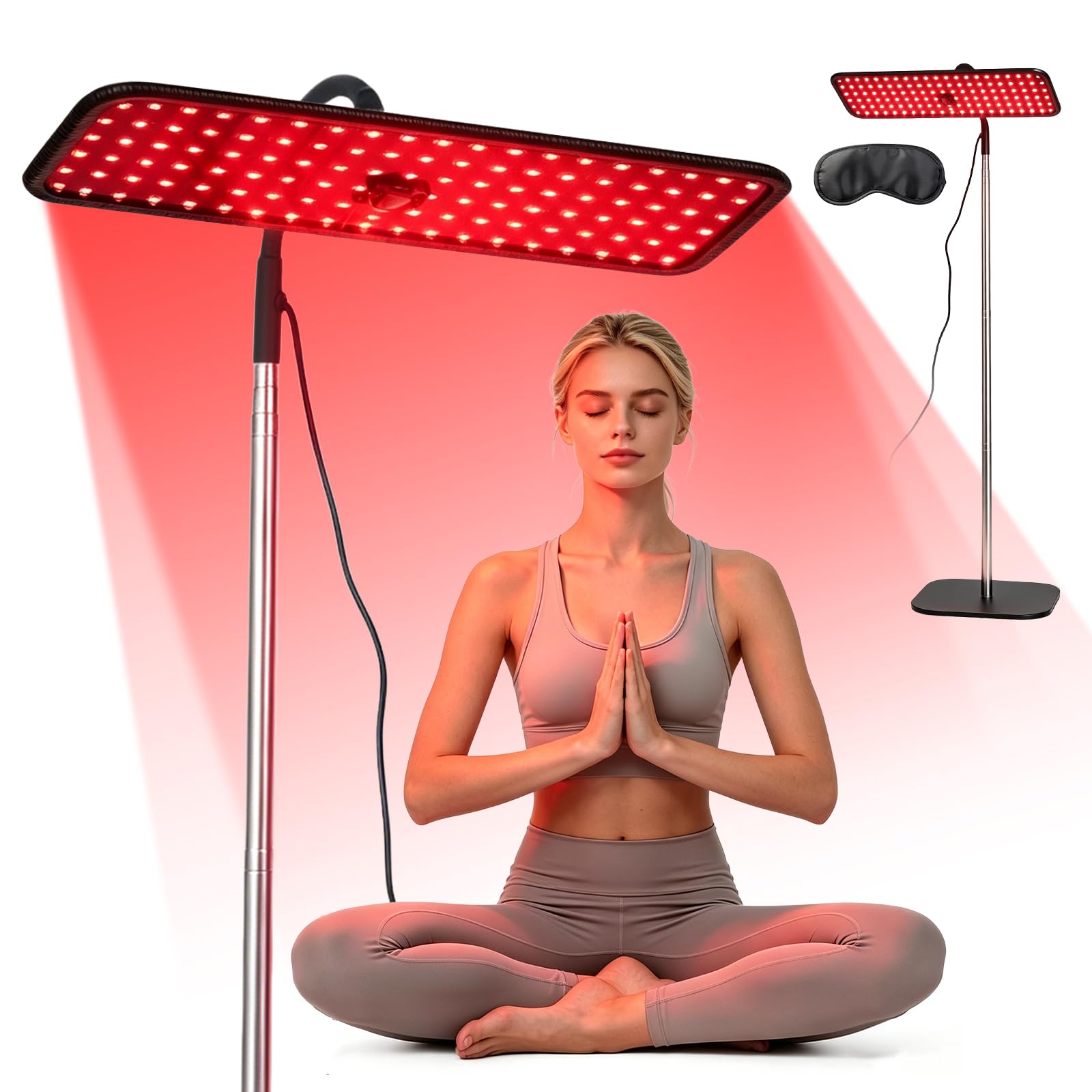 Lampada a luce rossa per viso e tutto il corpo, (660 nm, 850 nm), lampada a infrarossi a due lunghezze d'onda, 126 LED e 4 modalità, pannello luce rossa con supporto regolabile (126 LED)