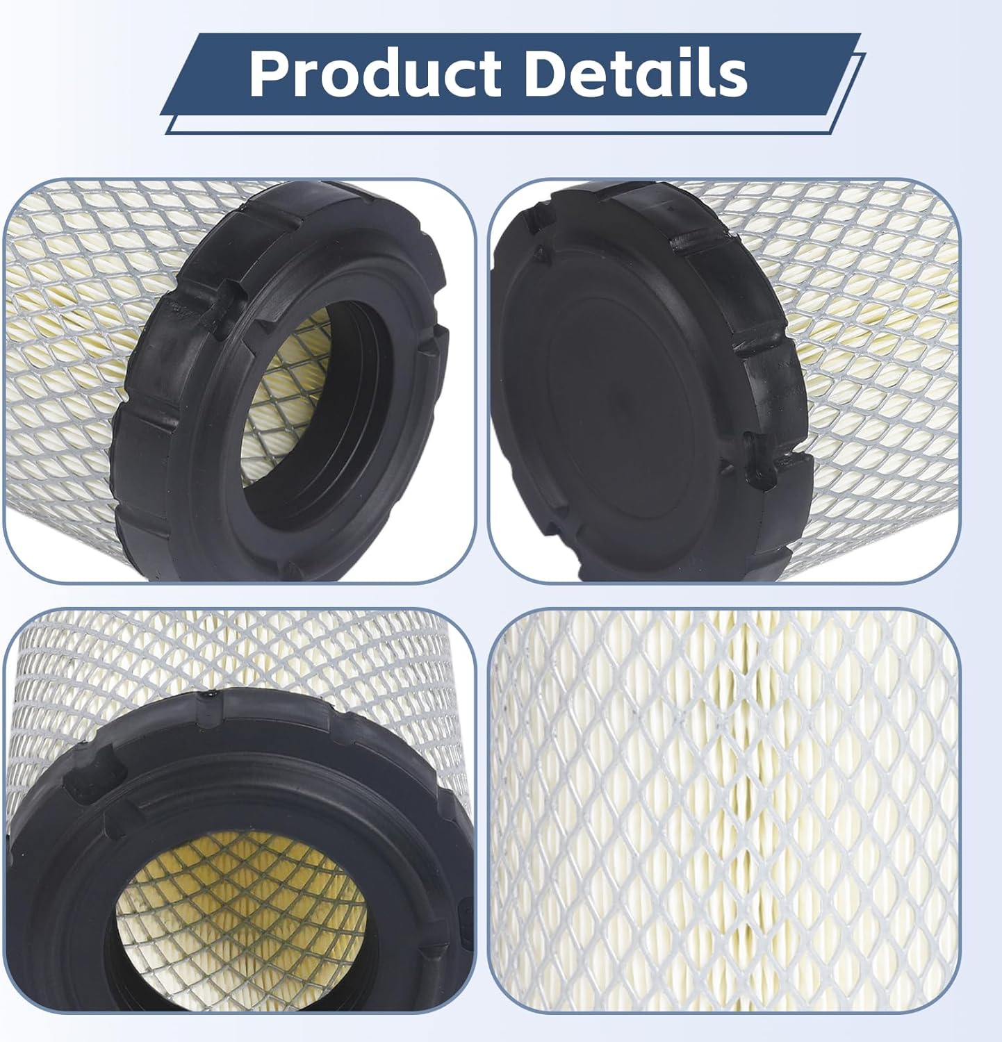 4 Pack Air Filter 11013-1290 For Kawasaki Mule, For John Deere M113621, For Fleetguard AF25550, For Donaldson P822686, Replaces 11013-7029, 11013-7048