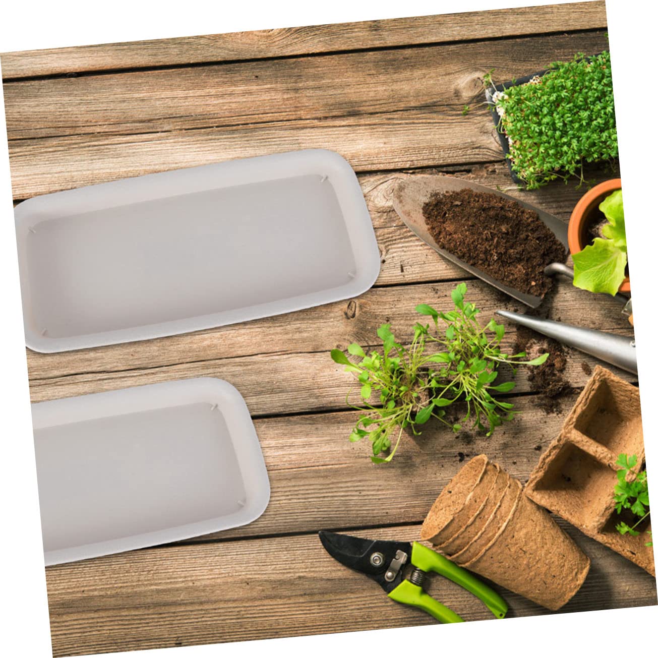 Kisangel Bandejas Rectangulares para Macetas Plato Rectangular Soporte para Macetas Fácil De Limpiar