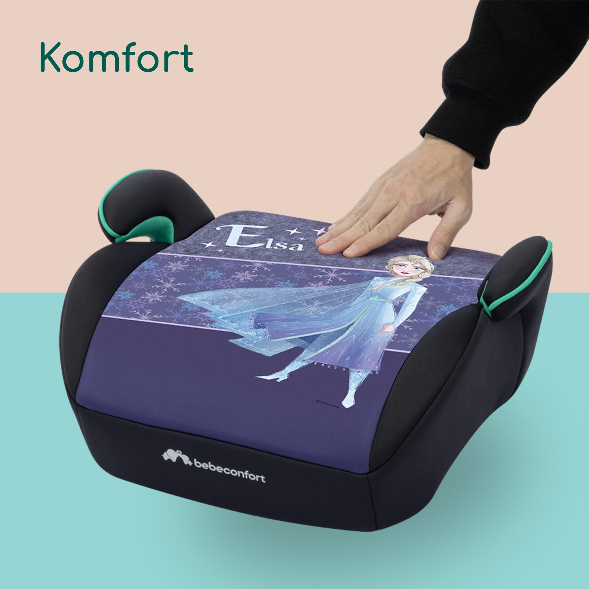 Bebeconfort Disney Manga i-Safe, Fotelik Samochodowy dla Dziecka, 6–12 Lat, 128–150 cm, 22-36 kg, Fotelik Dziecięcy Disney Frozen, Lekki, Łatwy Montaż Pasa, Miękkie w Dotyku Tkaniny, Kraina Lodu