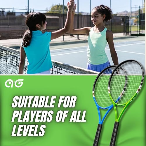 Miniatura 8 de Juego de raqueta de tenis ligera para 2 jugadores, raquetas recreativas de 27 pulgadas para adultos, para hombres, mujeres y jóvenes, paquete