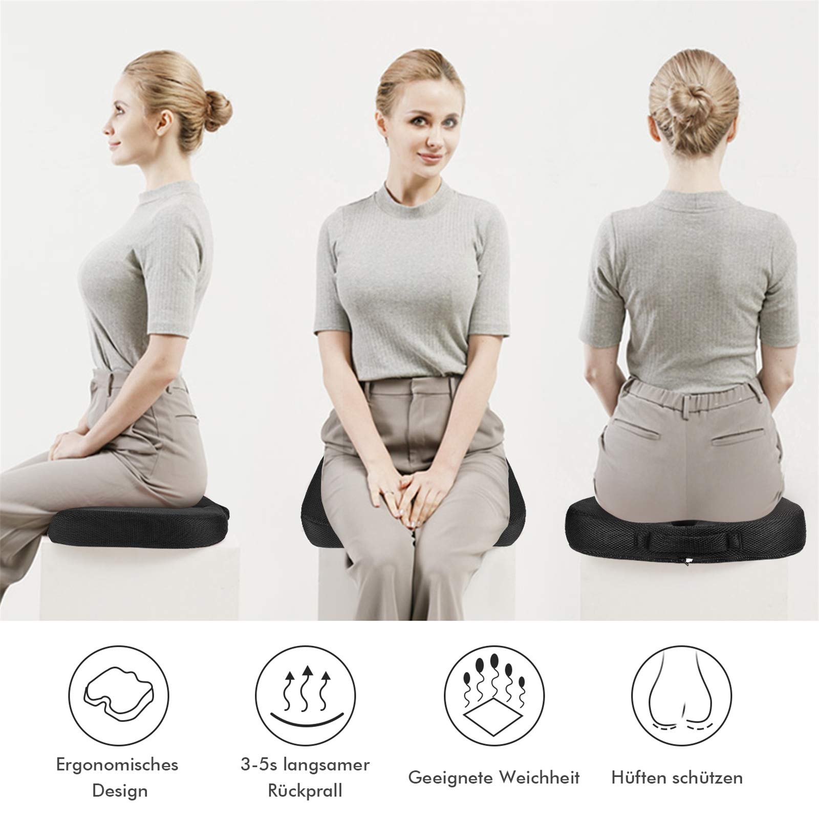 Cuscino Memory Foam Per Sedile Feagar - Ergonomico Per Sciatica E Lombare - Ufficio, Auto - Foto 12