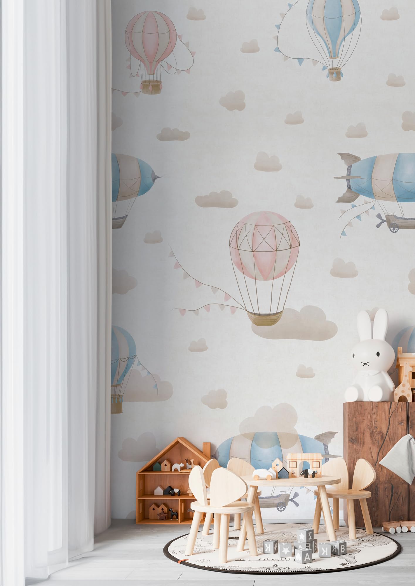 A.S. Création Lilly & Luis Non-Woven Wallpaper with Clouds in Blue, Cream, Pink - 8,80 x 0,53 m Wallpaper for Kids - 770611 - Image 4