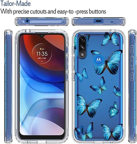 Miniatura 5 de sidande Funda para Moto E7 PowerMoto E7i Power XT2097 con protector de pantalla de vidrio templado, cuerpo completo, transparente, floral, funda