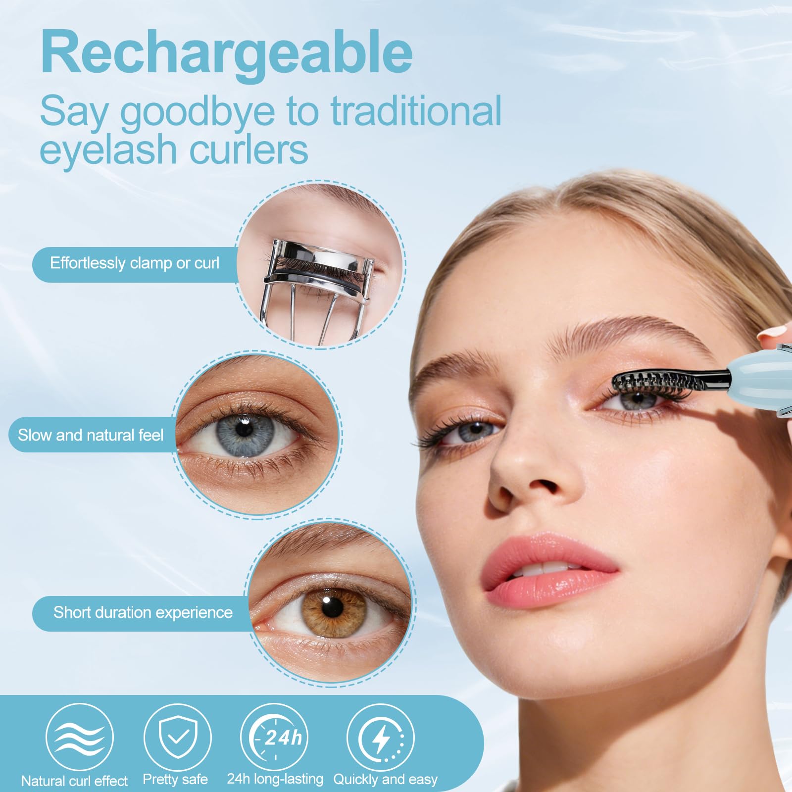 Heated Wimpern Curler Wimpernzange beheizbar, runpeak S600 beheizbare Wimpernzange mit präziser Temperaturregelung, Verbrühungsschutz & Auto-Off für langanhaltenden natürlichen Schwung