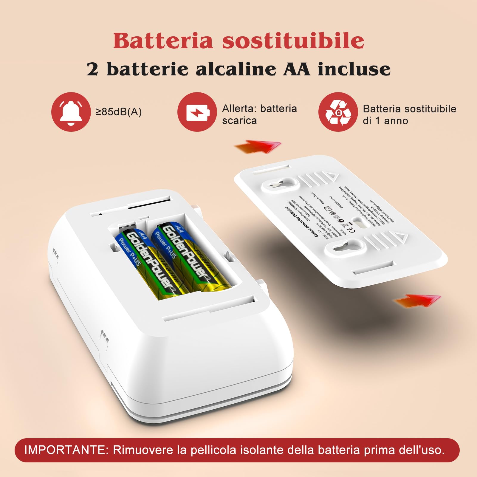 Safeliveo Rilevatore di Monossido di Carbonio con Schermo LCD, Sensore CO con Batteria Sostituibile, Pulsante Test e funzione Mute,Rilevatore Monossido Portatile per Casa,Viaggio, EN 50291-2 pezzo