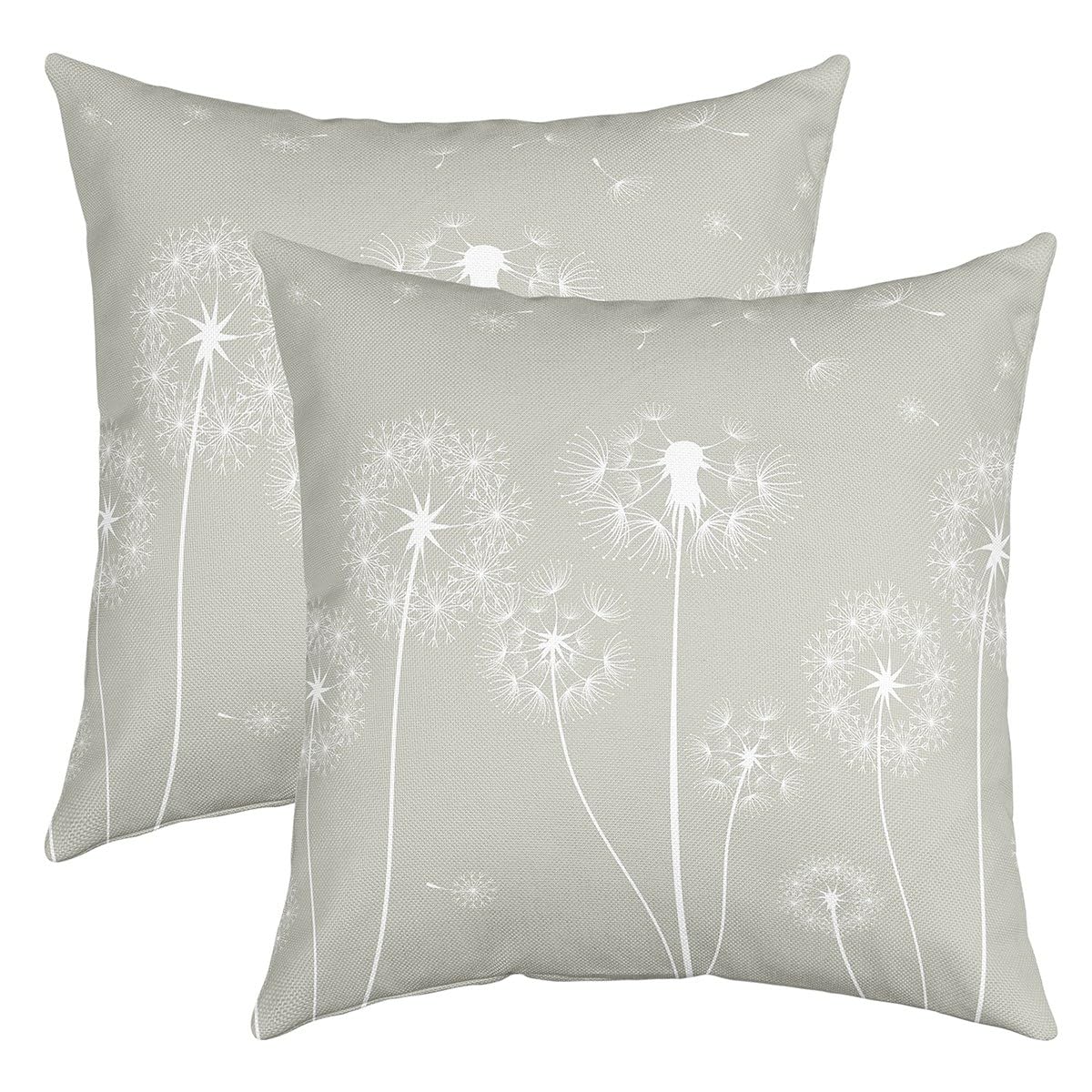 Richhome Multi 06 Dandelion Throw Pillow Covers Watercolor White Wild Flowers Decor Cushion Covers For Kids Teens Adults Rustic Style Botanical Floral Cushion Cases For Office Couch 16X16 Inch Set Of 2 Gray