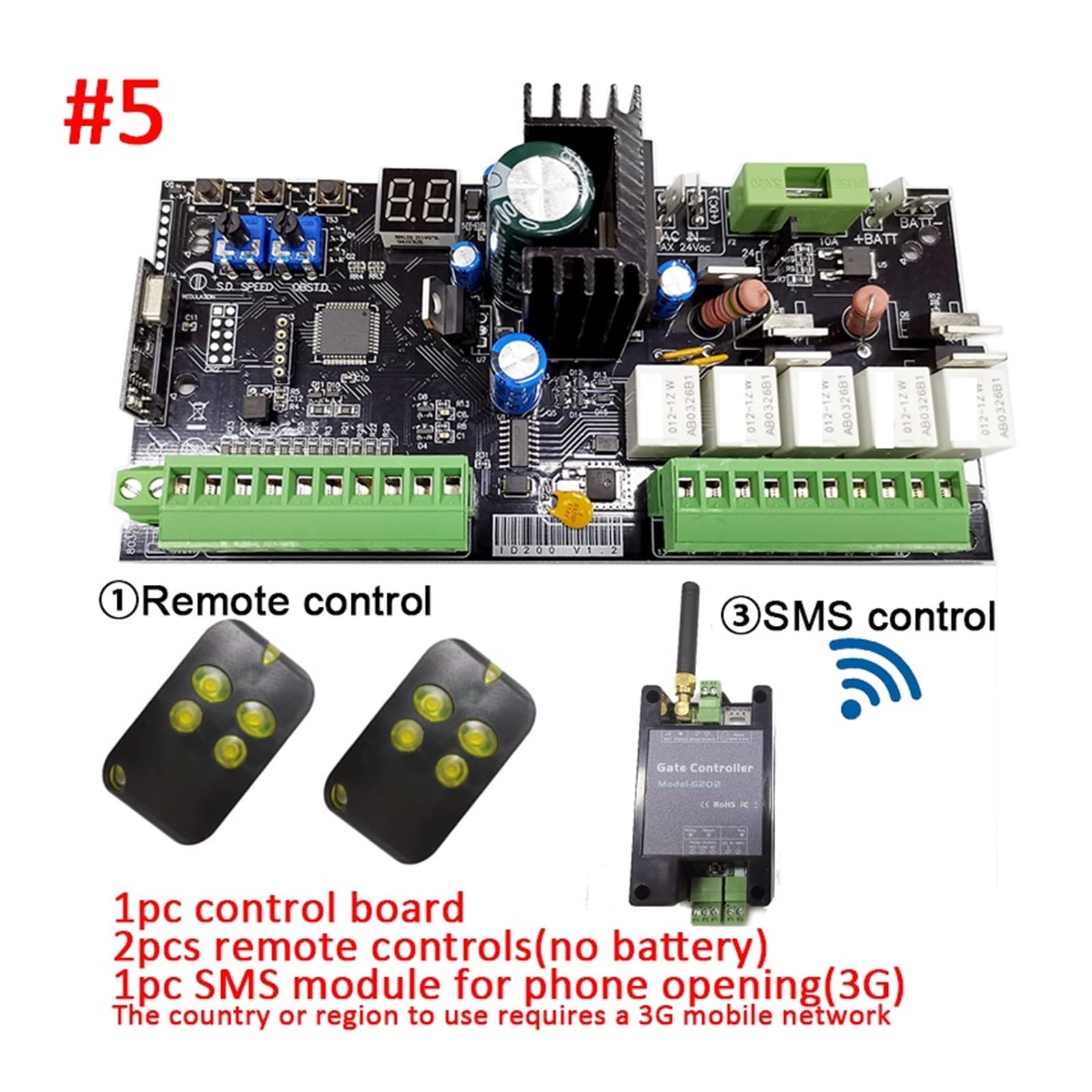 Elektrischer TüRöFfner, Universal Typ 12V/24V Bord for Automatische Doppel Arme Schaukel Tor Opener Control Board Panel Smart Control Center System(1 board 2 remtoe)