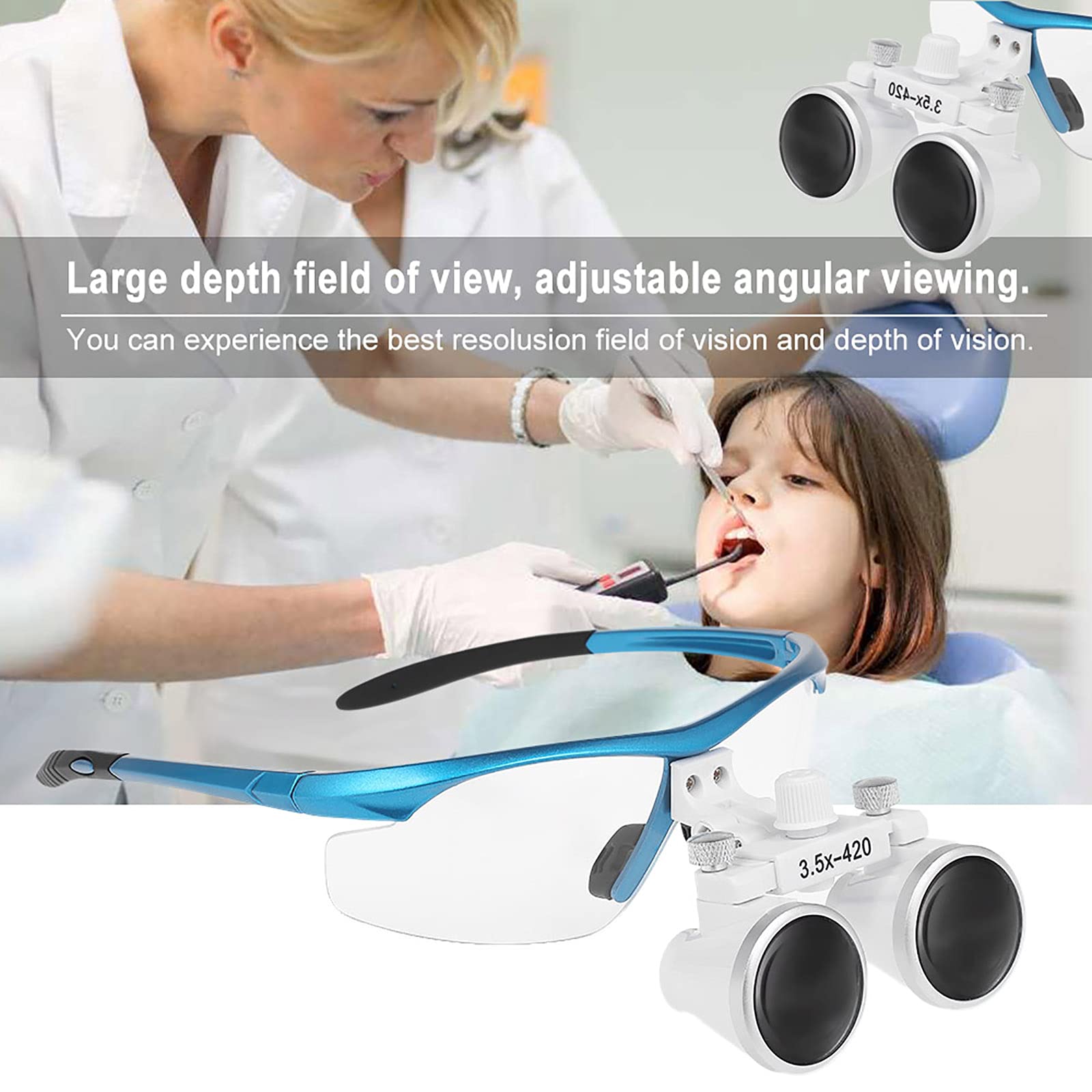 Lechnical Lupas Binoculares 3.5X 420mm Lupa Optica Glass Dentistas Quirúrgicas