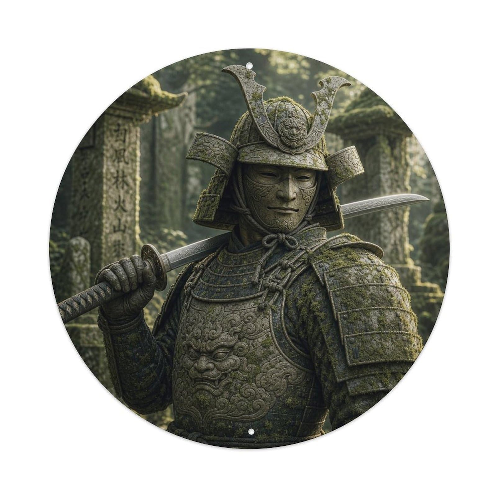 Olyhtr 8X8inch Classic Style Masked Moss Green Blade Shoulder Rest Stance Token Metal Tin Sign