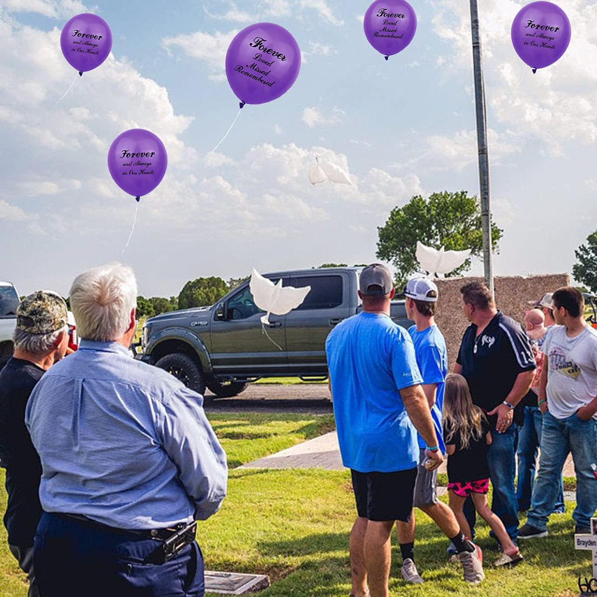 20 Pieces Purple Memorial Balloons Funeral Remembrance Balloons and 41.