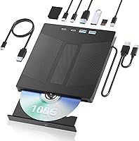 Vista 1 de Unidad Blu Ray externa 7 en 1, USB 3.0 y tipo C externa Bluray/DVD Burner y lector de tarjetas SD/TF, compatible con disco de 100 G R/W para PC