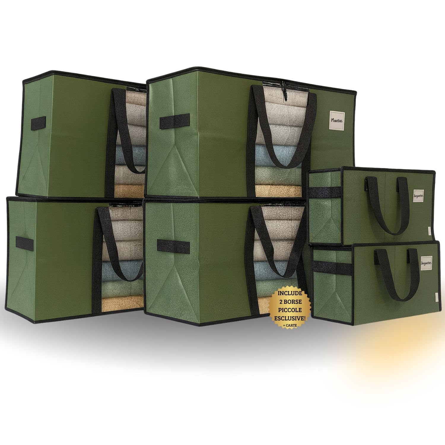 Borse Trasloco Set 4+2 (4 Grandi + 2 Piccole) – Resistenti con Cerniera Doppia e Manici Rinforzati – Impermeabili, Pieghevoli e Riutilizzabili – Alternativa agli Scatoloni per Trasloco