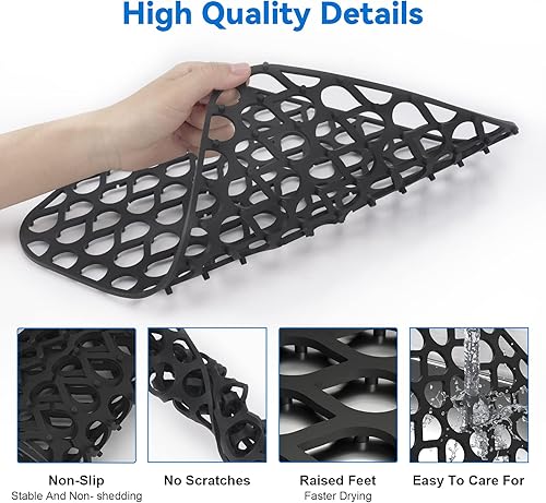 Miniatura 5 de Tapete de silicona para fregadero, 2 unidades, protectores de fregadero para fregadero de cocina, rejilla antideslizante plegable para parte