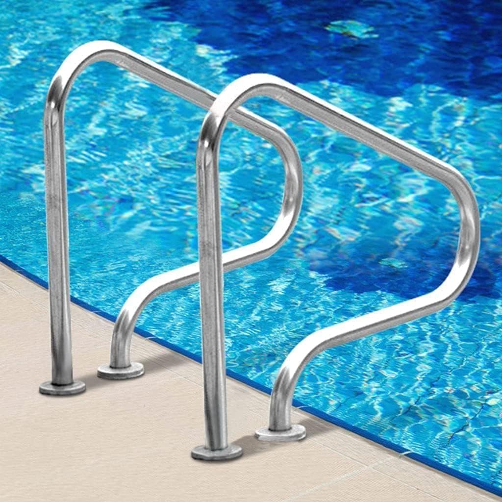 Swimming Pool Safety Hand Rail Inground Pools Handrails,Swimming Pool Handrails,3-Bend Pool Stair Rail,Ramp Ladder Stair Handrail, Safe and Non-Slip,Silver