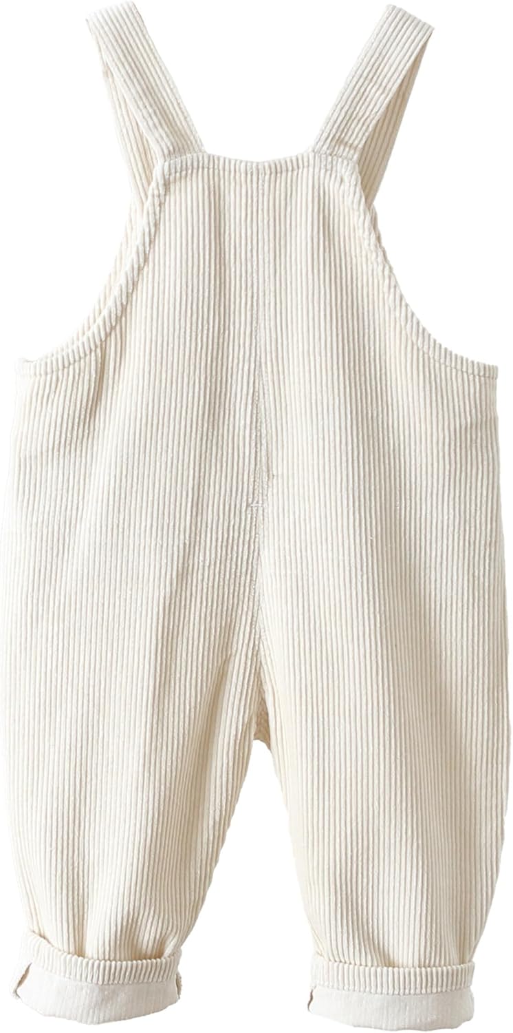 Happy Cherry Boy Girl Corduroy Suspender Pants Newborn Infant Overalls Loose Retro Trousers Sleeveless Jumpsuit with Pockets