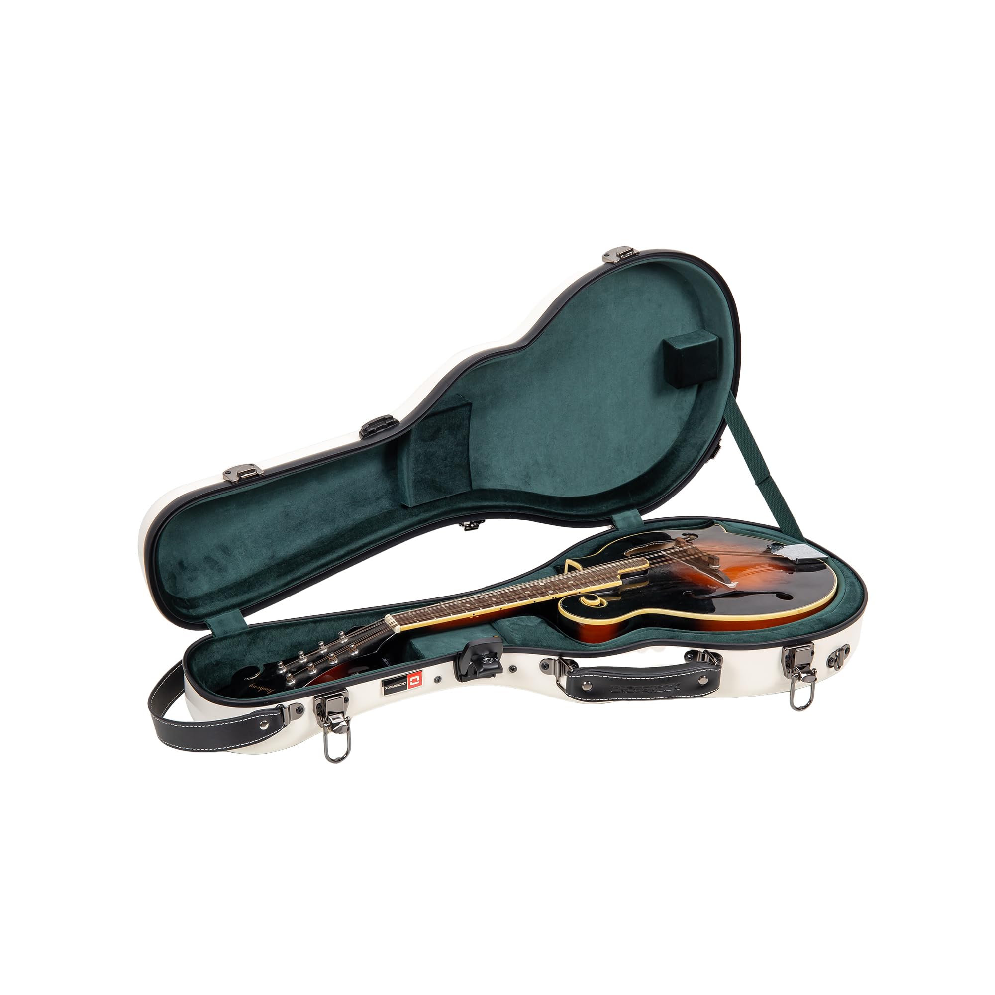 Crossrock Fibreglass Mandolin Case for A & F Style | Milky White Gloss Shell, TSA Lock, Backpack Straps, Accessory Compartment – Universal Suspension Fit-Milk White(CRF2020MAFMW)